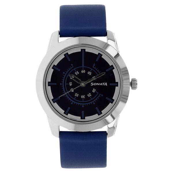 Sonata Quartz Analog Purple Dial Leather Strap Watch for Men - image number 0