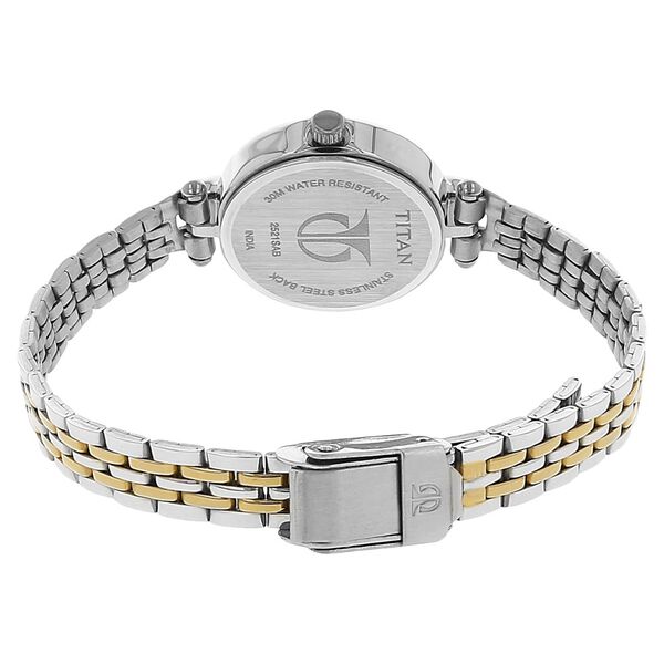 Titan Quartz Analog White Dial Stainless Steel Strap Watch for Women - image number 3