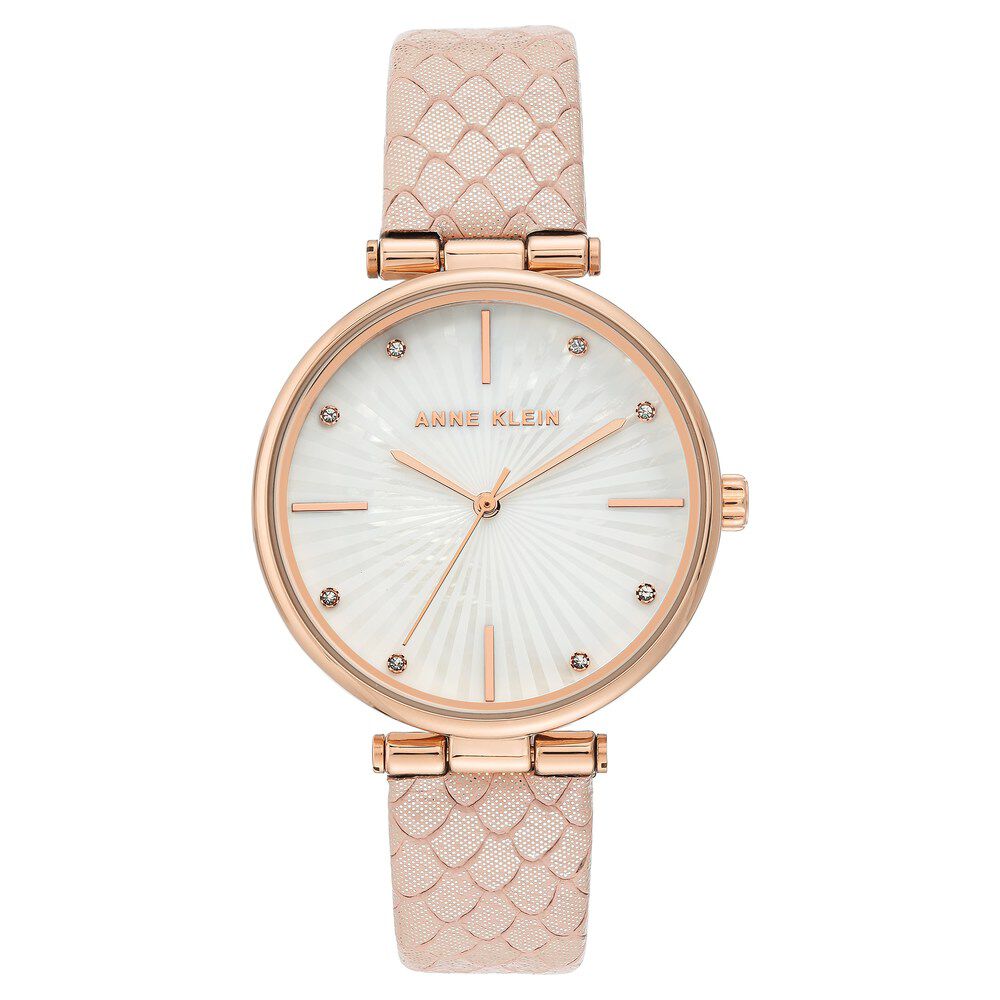 Buy Online Anne Klein Quartz Analog White Dial Leather Strap Watch