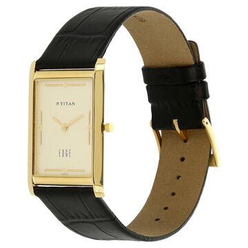 Titan Quartz Analog Champagne Dial Leather Strap Watch for Men