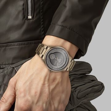 Titan Quartet Brown Dial Analog Stainless Steel Strap watch for Men