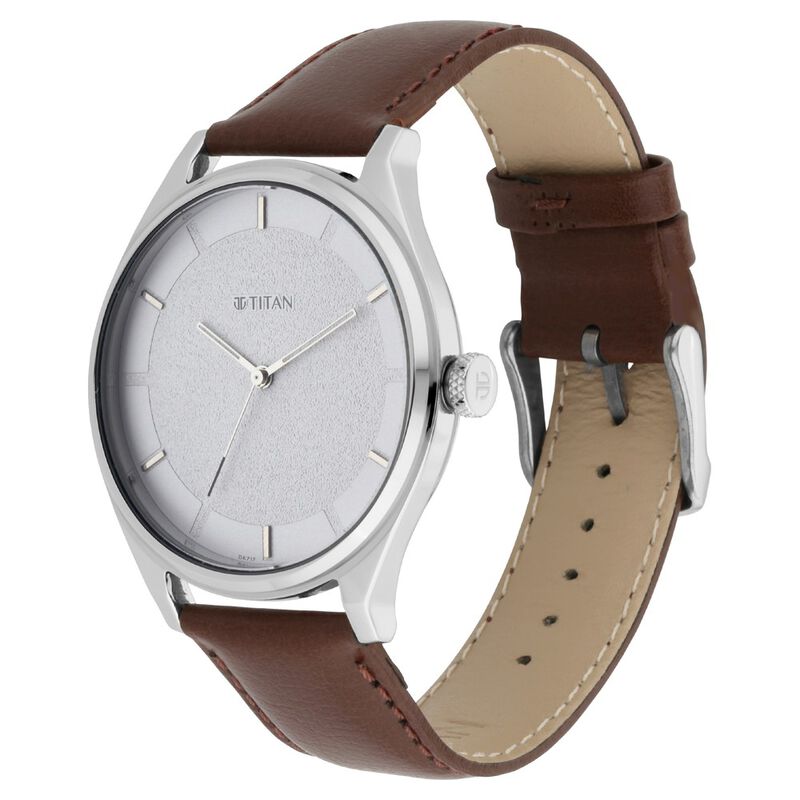 Titan Men's Classic Watch: Gradient Dial & Sleek Markings with Leather Strap - image number 2