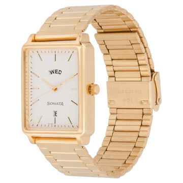 Sonata Quartz Analog with Day and Date White Dial Stainless Steel Strap Watch for Men