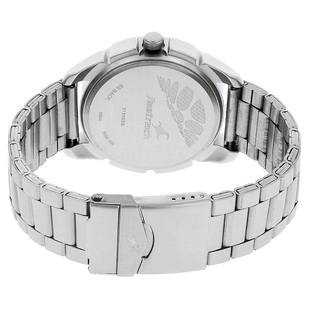 Buy Online Fastrack Quartz Analog Black Dial Stainless Steel Strap Watch for Guys nn3124sm02 Titan