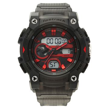 Fastrack StreetStyle Quartz Analog Digital Black Dial Black Polyether Strap Watch For Guys