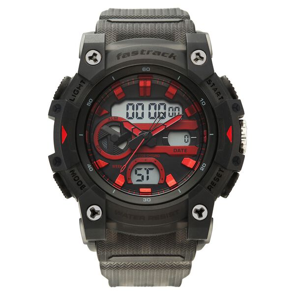Fastrack StreetStyle Quartz Analog Digital Black Dial Black Polyether Strap Watch For Guys - image number 0