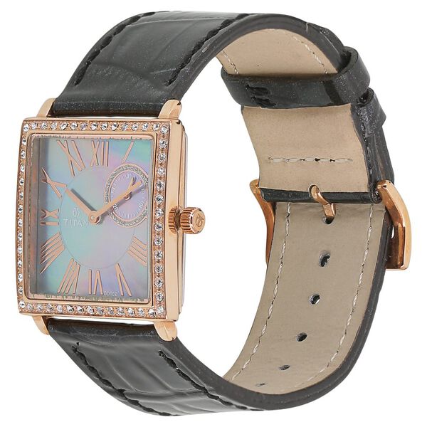 Titan Quartz Analog with Date Grey Dial Leather Strap Watch for Women - image number 1
