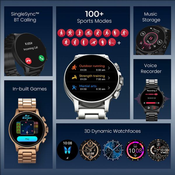 Fastrack Marvellous FX2 Unisex Smart Watch With Black Metal Strap - image number 5