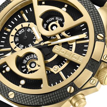 Police Men's Surigao KL Rahul Edition Goldtone and Silicone Strap Watch