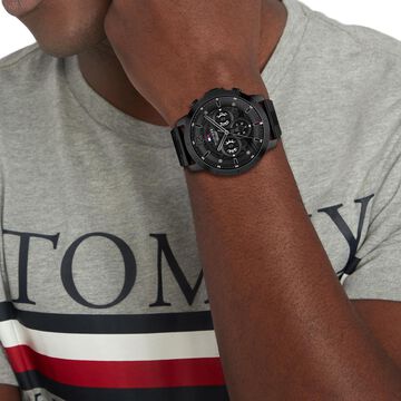 Tommy Hilfiger Multifunction Black Dial Stainless Steel Strap Watch for Men