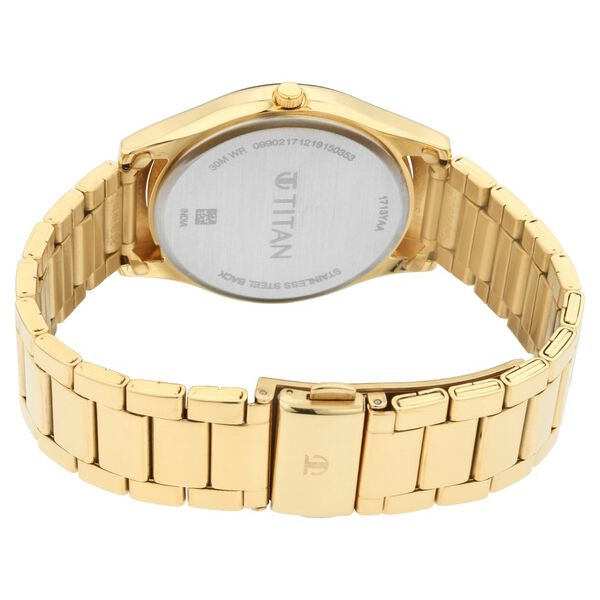 Titan Lagan Yellow Dial Analog Metal Strap Watch for Men - image number 4