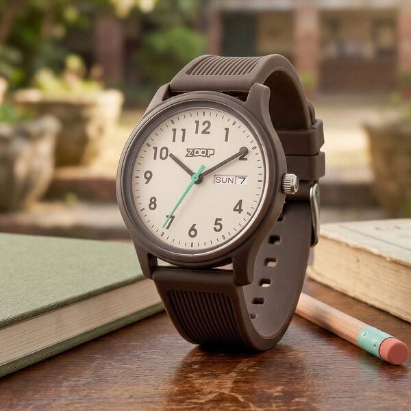 Zoop Back To School Analog Unisex Watch For Kids With White Dial And Brown Strap From House Of Titan - image number 0