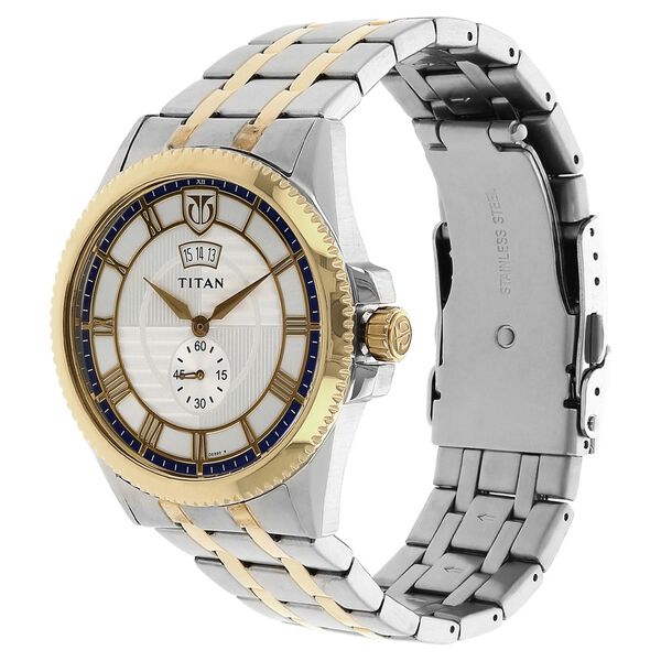 Titan Regal Crest Silver Dial Analog with Date Stainless Steel Strap watch for Men - image number 1