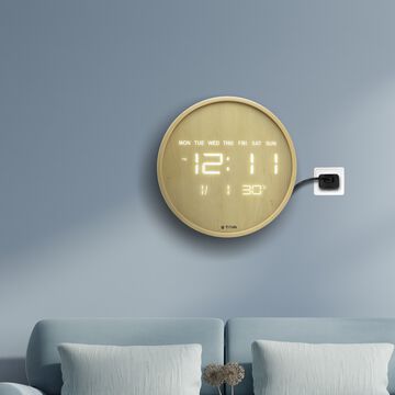 Titan Wood-Grain LED Digital Clock - 32 cm x 32 cm (Medium)