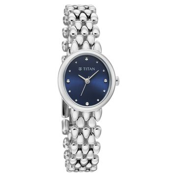 Titan Purple Serein Quartz Analog Blue Dial Silver Metal Strap Watch For Women