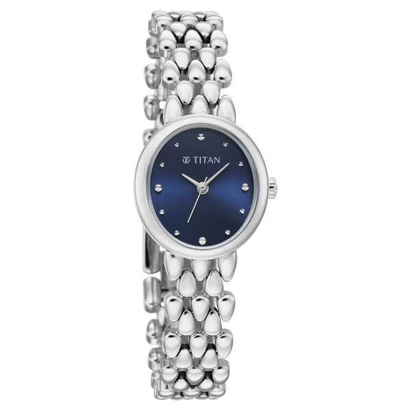 Titan Purple Serein Quartz Analog Blue Dial Silver Metal Strap Watch For Women - image number 1