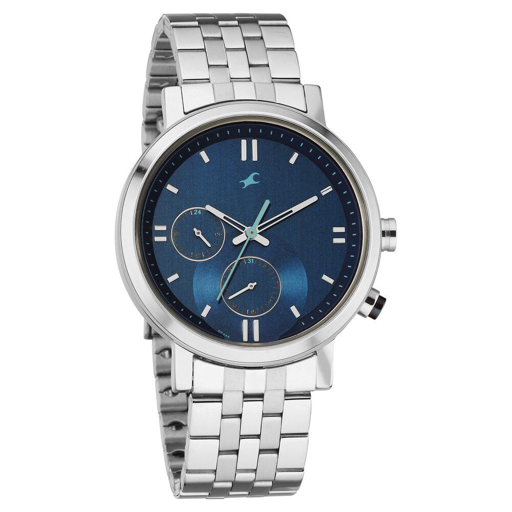 Buy Online Fastrack Tick Tock Quartz Analog Blue dial Metal Strap