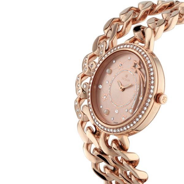 Titan Stellar Rose Gold Dial Analog Stainless Steel Strap watch for Women - image number 2