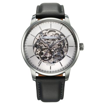 Titan Automatic Color Upgrade Silver Dial Grey Color Leather Strap Watch For Men