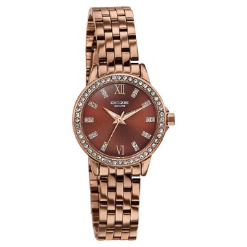 Sonata Poze Quartz Analog Brown Dial Brown Metal Strap Watch For Women