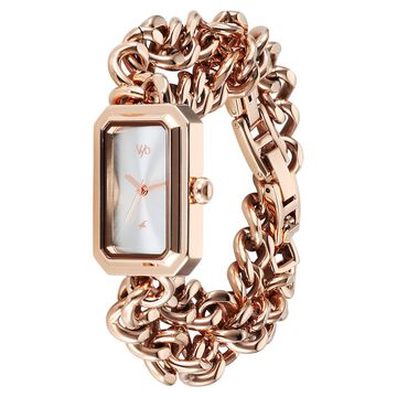 Vyb Showstopper By Fastrack Quartz Analog Silver Dial Metal Strap Watch For Girls