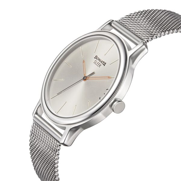 Sonata Quartz Analog Silver Dial Stainless Steel Strap Watch for Men - image number 2