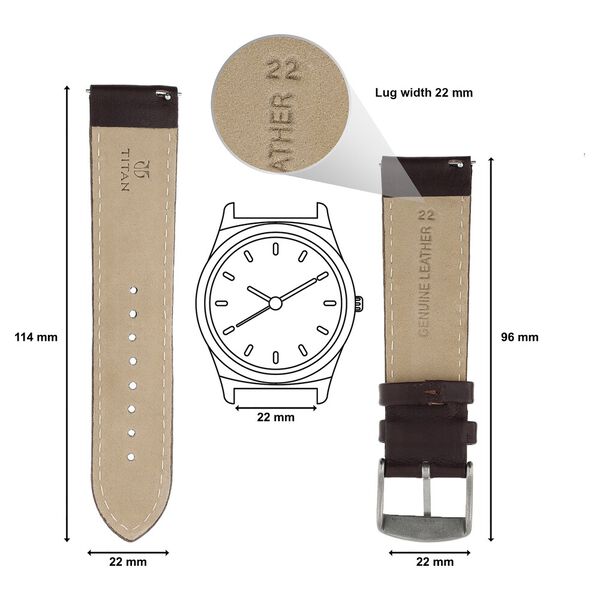 22 mm Brown Genuine Leather Strap for Men - image number 1