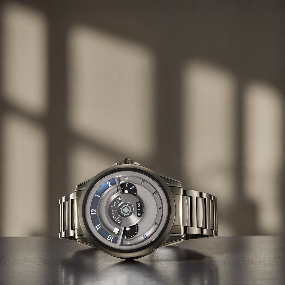 Titan Maritime Quartz Multifunction Anthracite Dial Stainless Steel Strap Watch for Men-image-11