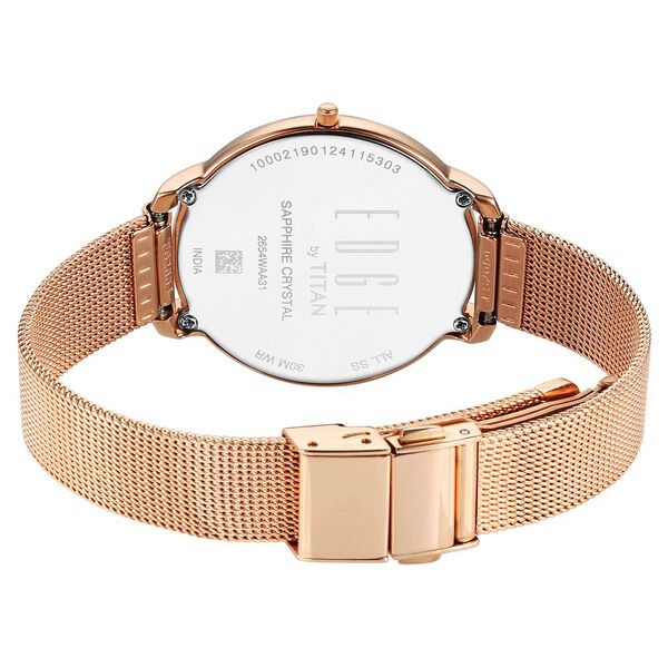 Titan Edge Metal Ladies Allure Quartz Analog Mother Of Pearl Round Dial Rose Gold Stainless Steel Strap Watch For Women - image number 5