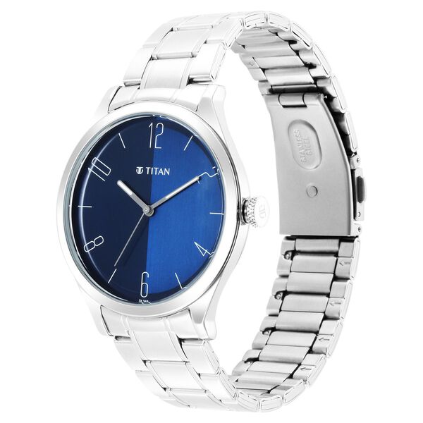 Titan Quartz Analog Blue Dial Stainless Steel Strap Watch for Men - image number 2