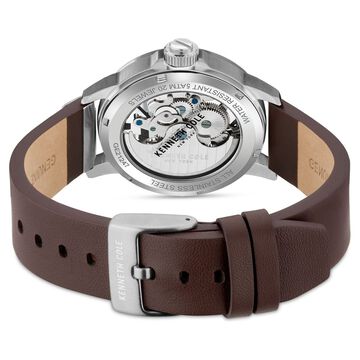 Kenneth Cole Automatic Brown Dial Brown Leather Strap Watch For Men