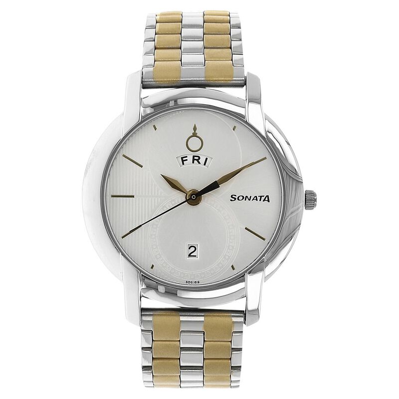 Sonata Quartz Analog with Day and Date Silver Dial Stainless Steel Strap Watch for Men - image number 0