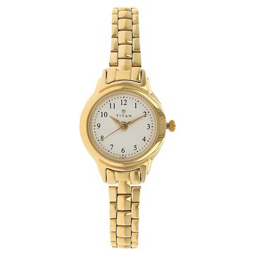 Titan Quartz Analog White Dial Stainless Steel Strap Watch for Women