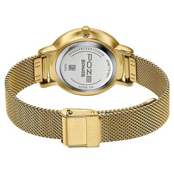 Poze By Sonata Quartz Analog White Dial Golden Metal Strap Watch For Women