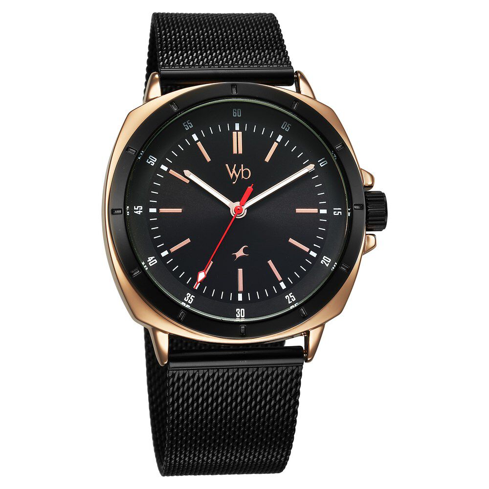 Buy Online Fastrack Vyb Pioneer Quartz Analog Black Dial Black Metal Strap Watch For Guys fv30014km01w Titan