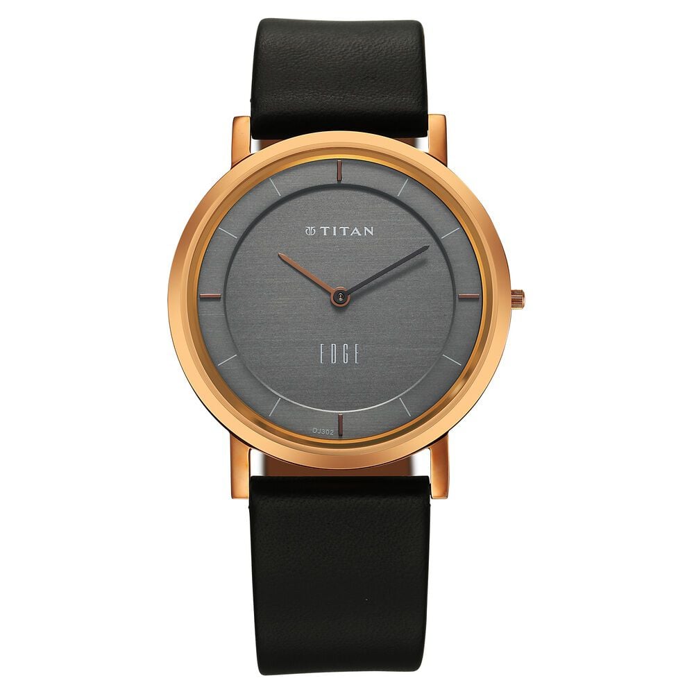 Titan Edge Quartz Analog Anthracite Dial Black Leather Strap Watch For Men-image-25