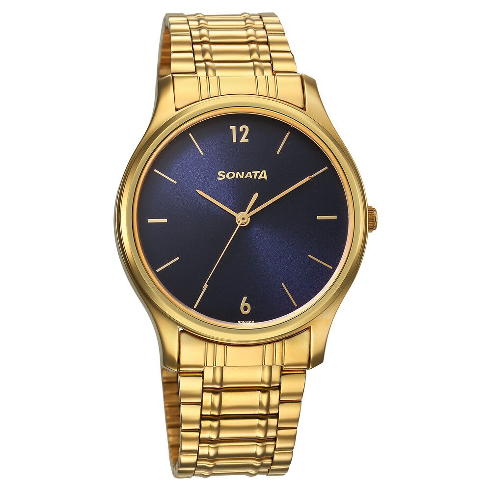 Buy Online Sonata Quartz Analog Blue Dial Watch for Men ns77082ym07 Titan