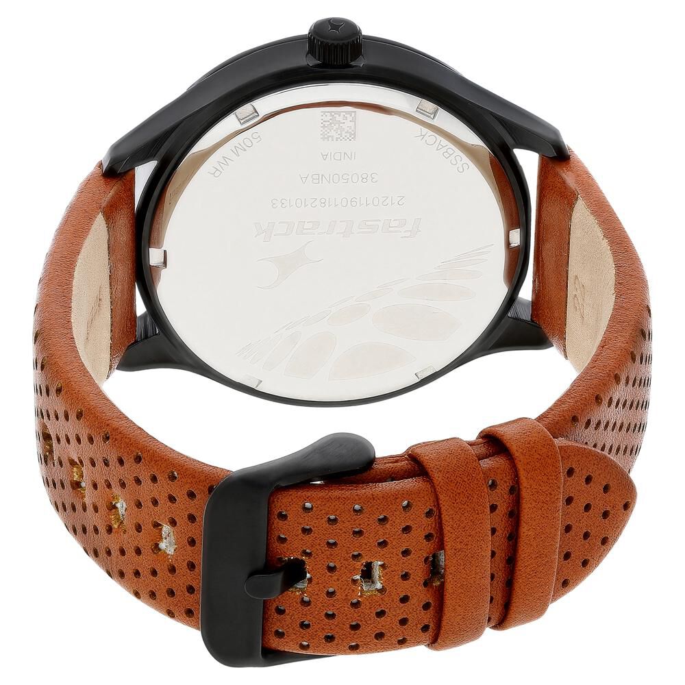 Loopholes black dial leather strap watch discount