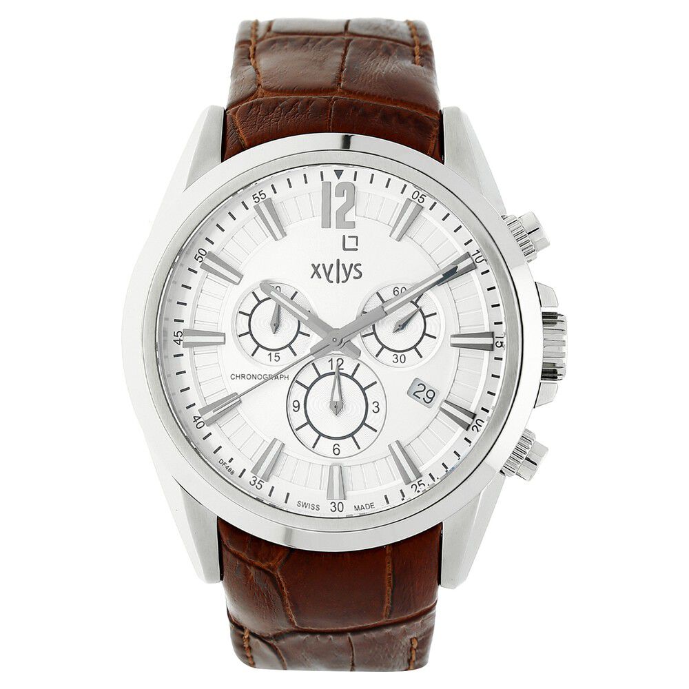 Buy Online Xylys Swiss Chronograph Brown Leather Strap and Silver