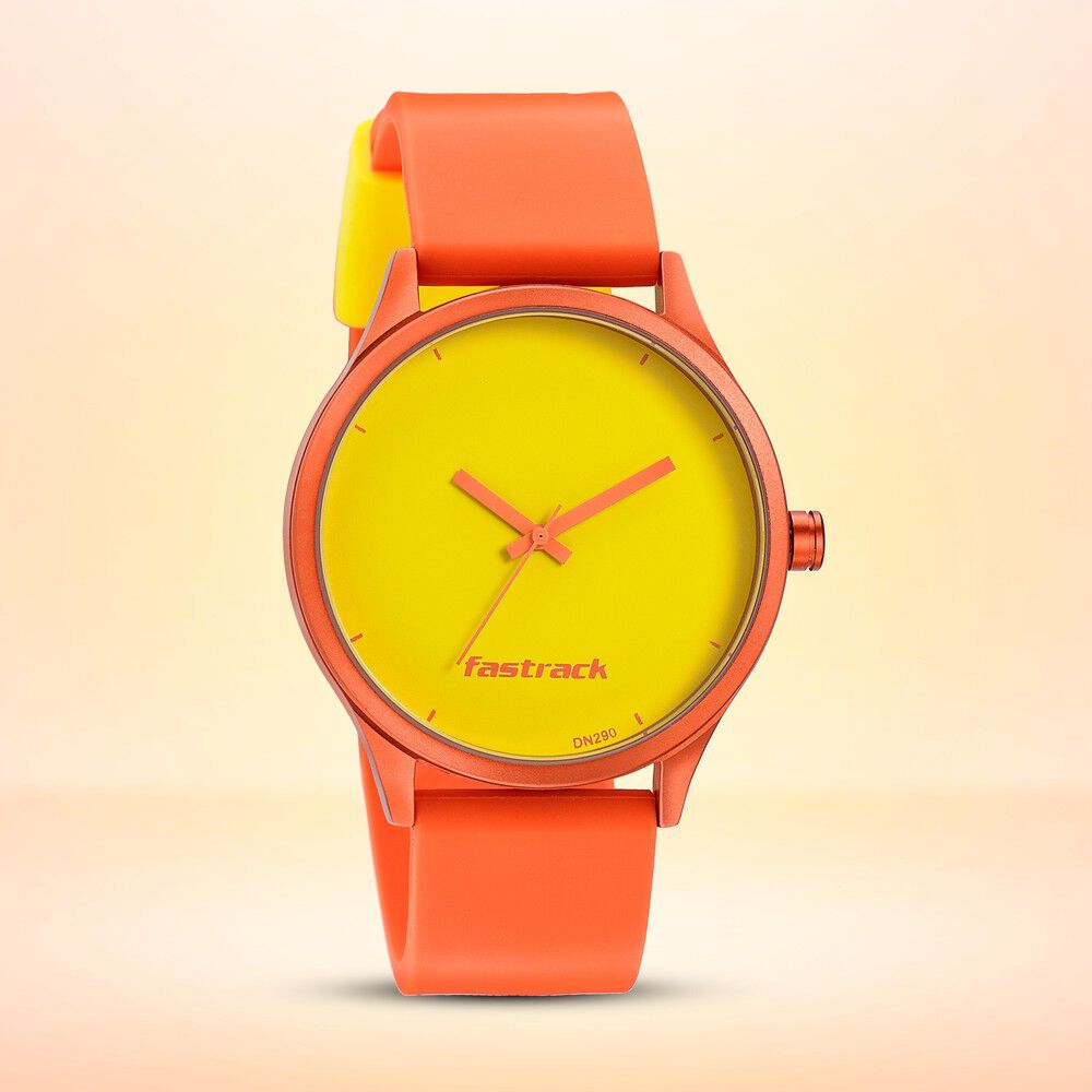 Fastrack Topicals Quartz Analog Yellow Dial Silicone Strap Unisex Watch