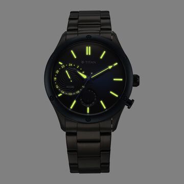 Titan Stellar Multifunction Blue Dial Grey Stainless Steel Strap Watch For Men