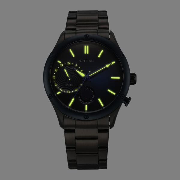 Titan Stellar Multifunction Blue Dial Grey Stainless Steel Strap Watch For Men - image number 1