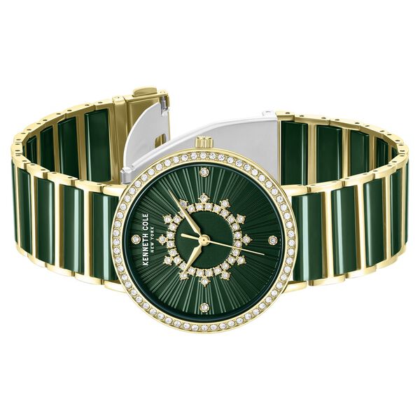 Kenneth Cole Quartz Analog Green Dial Golden Ceramic Strap Watch For Women - image number 2