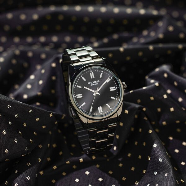 Sonata Poze Quartz Analog Black Dial Black Metal Strap Watch For Men - image number 0