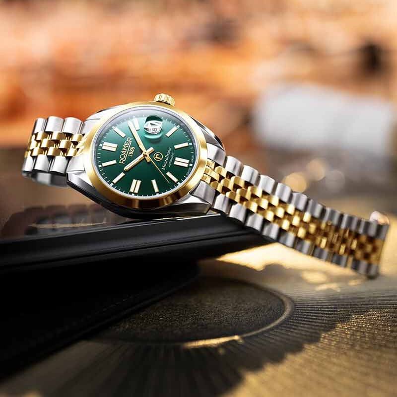 Roamer Montalbano Gents Quartz Analog with Date Green Dial Two Toned Stainless Steel Strap Watch For Men