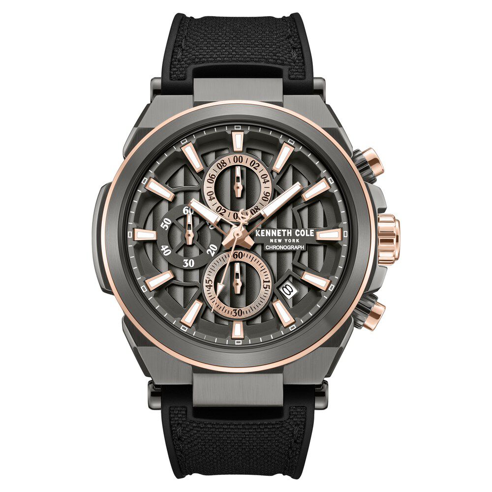 Buy Online Kenneth Cole Quartz Multifunction Grey Dial Black