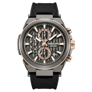 Kenneth Cole Quartz Multifunction Grey Dial Black Colour Silicone Strap Watch For Men