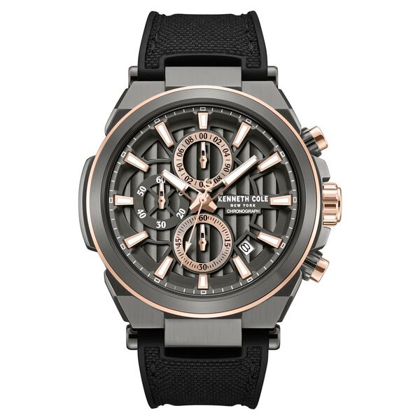 Kenneth Cole Quartz Multifunction Grey Dial Black Colour Silicone Strap Watch For Men - image number 0