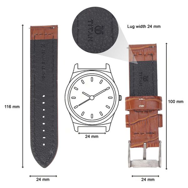 24 mm Tan Genuine Leather Straps for Men - image number 1