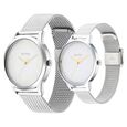 Titan Quartz Analog White Dial Stainless Steel Strap Watch for Couple - image number 2